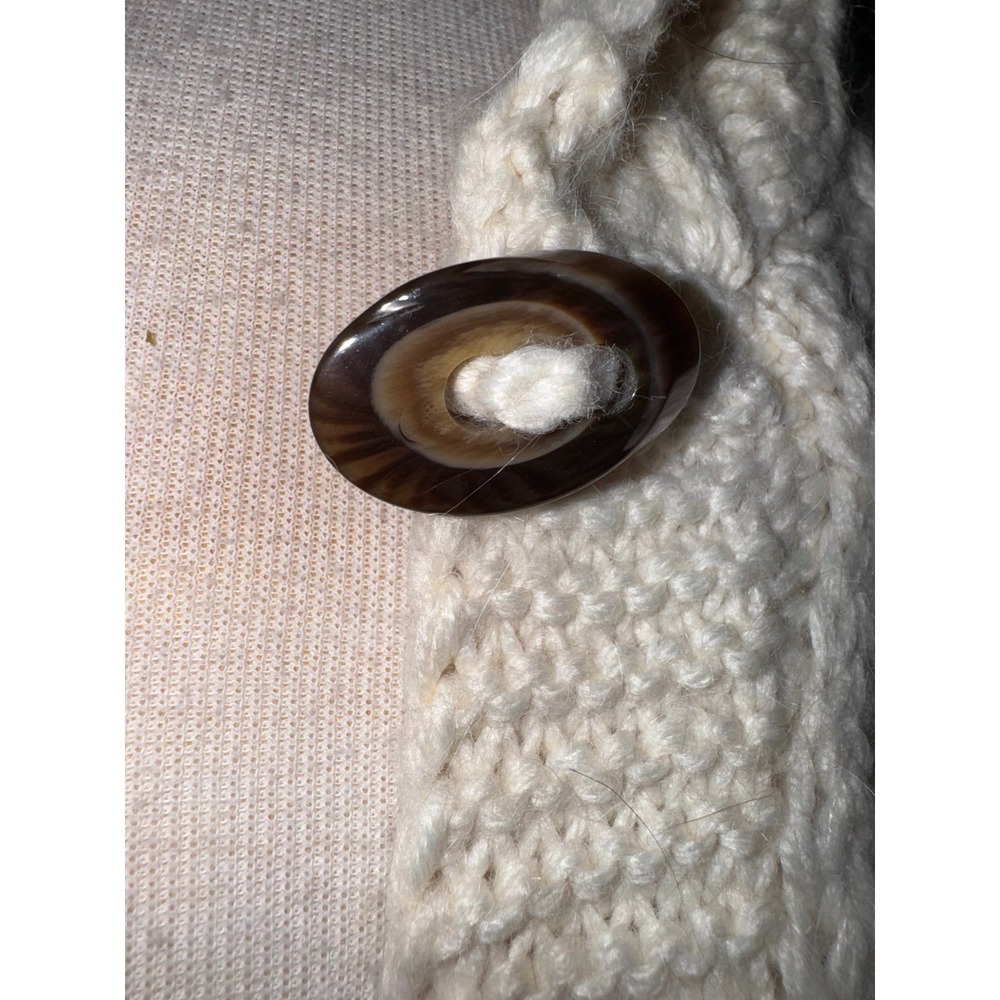 Icelandic Design cream cable knit hooded toggle button cardigan agate button med - Picture 3 of 10